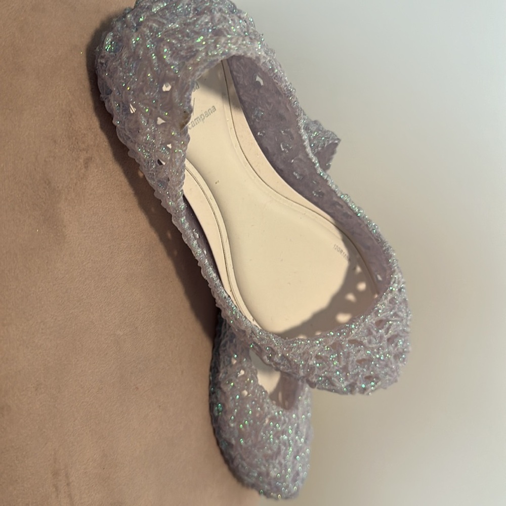 Stunning Melissa Campana flats in iridescent white detail. - Picture 3 of 11